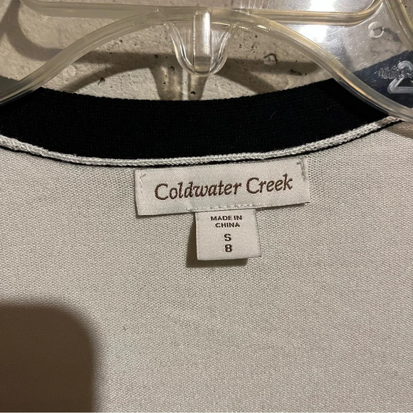 Coldwater Creek Striped Button Front Cardigan Midweight Cream Black Size S - Picture 3 of 8